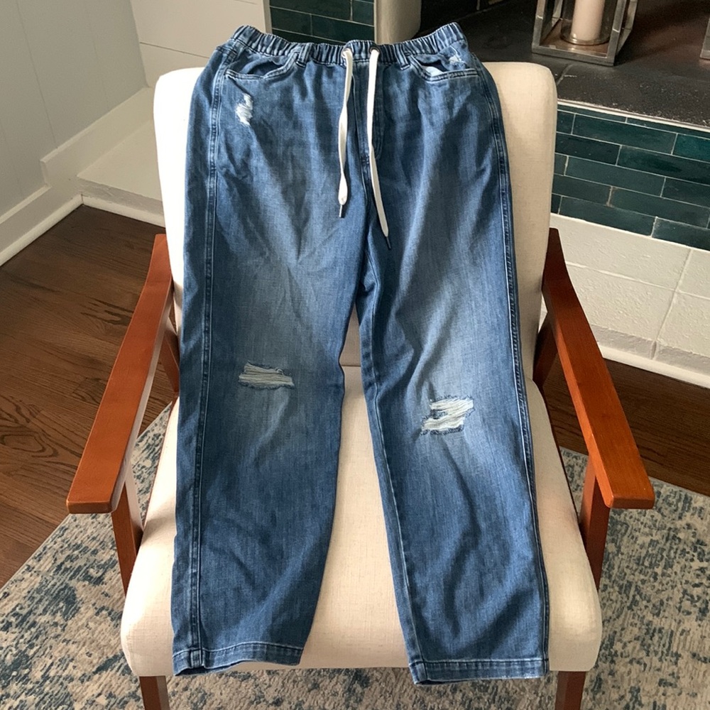 Aerie Elastic Waist Wide Leg Jean